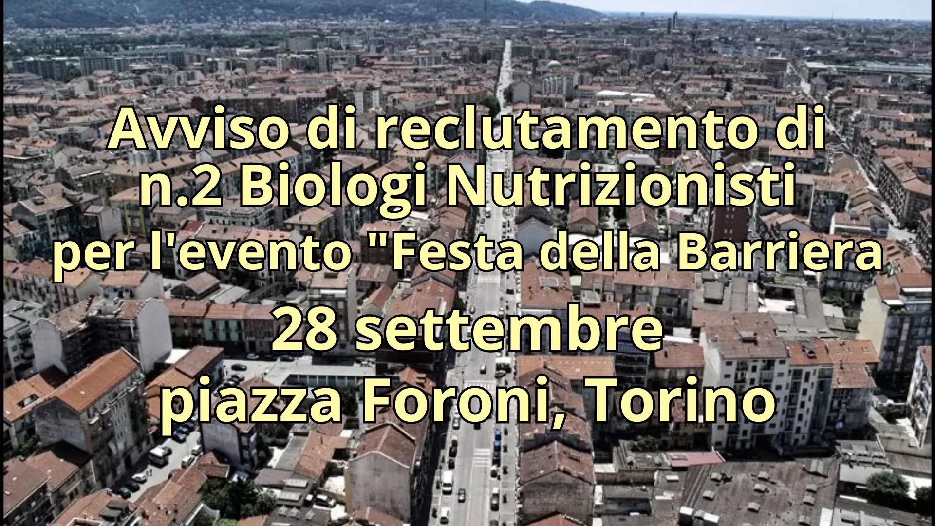 Clicca per accedere all'articolo Avviso di reclutamento di n.2 Biologi Nutrizionisti per l'evento "Festa della Barriera"